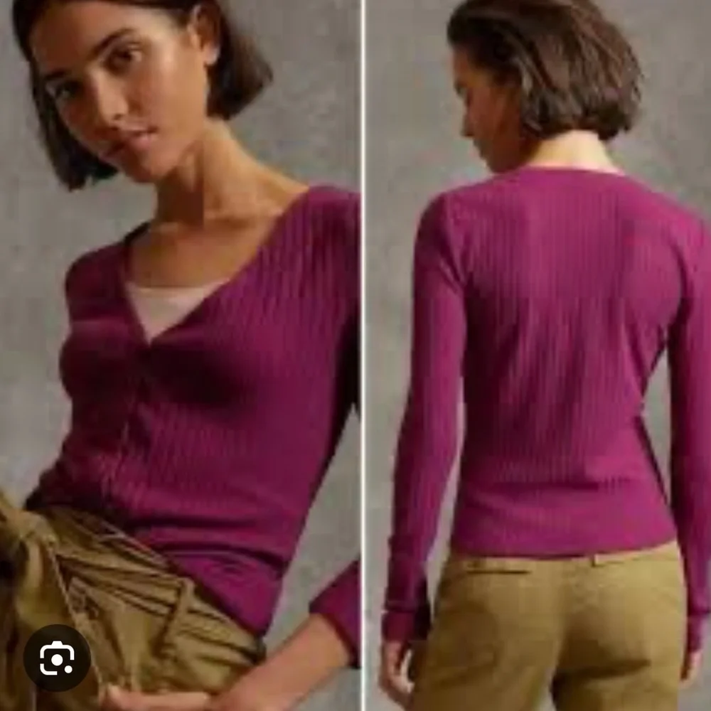 Maeve by‎ Anthropologie Meryl Button Front Ribbed Cardigan medium holiday